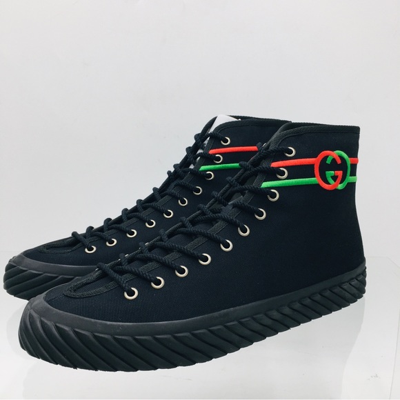 Gucci Interlocking G High Top Sneakers Black 703033 9ARZO 1000 - Picture 3 of 16
